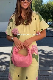 Robe longue Jasmine fleurie à pois en lin