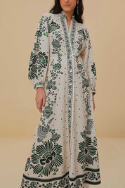 Robe longue unique manches longues boutonnée