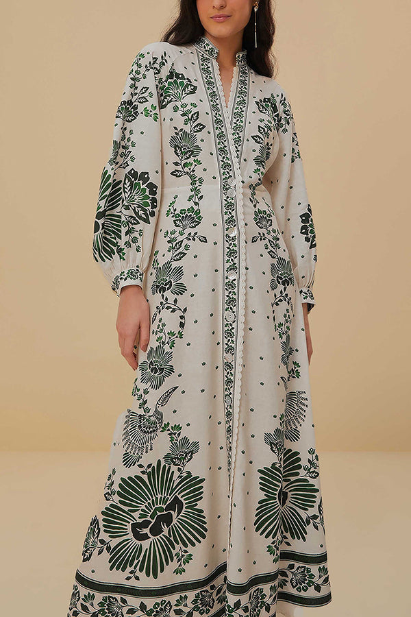 Robe longue unique manches longues boutonnée