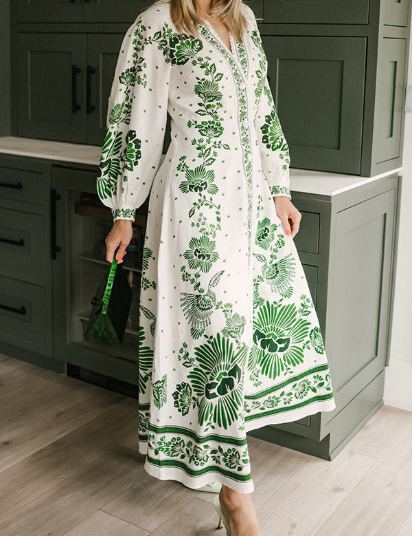 Robe longue unique manches longues boutonnée
