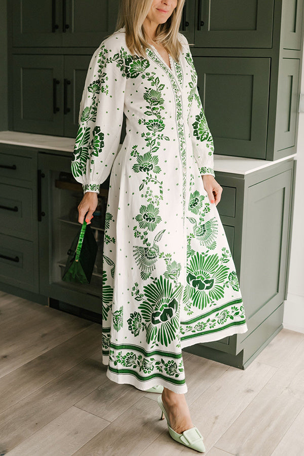 Robe longue unique manches longues boutonnée