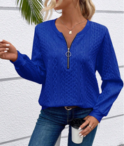Pull Amy zippé — Blanc (zip noir)