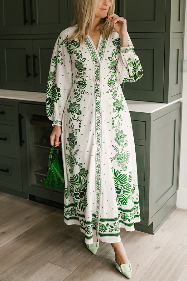 Robe longue unique manches longues boutonnée