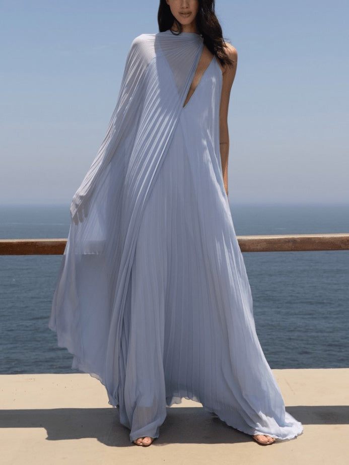 Robe longue élégante plissée fluide
