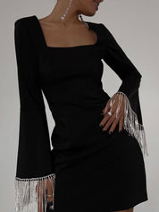 Robe courte à losanges à chaîne dos nu