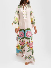 Robe longue raffinée fluide à imprimé floral