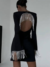 Robe courte à losanges à chaîne dos nu