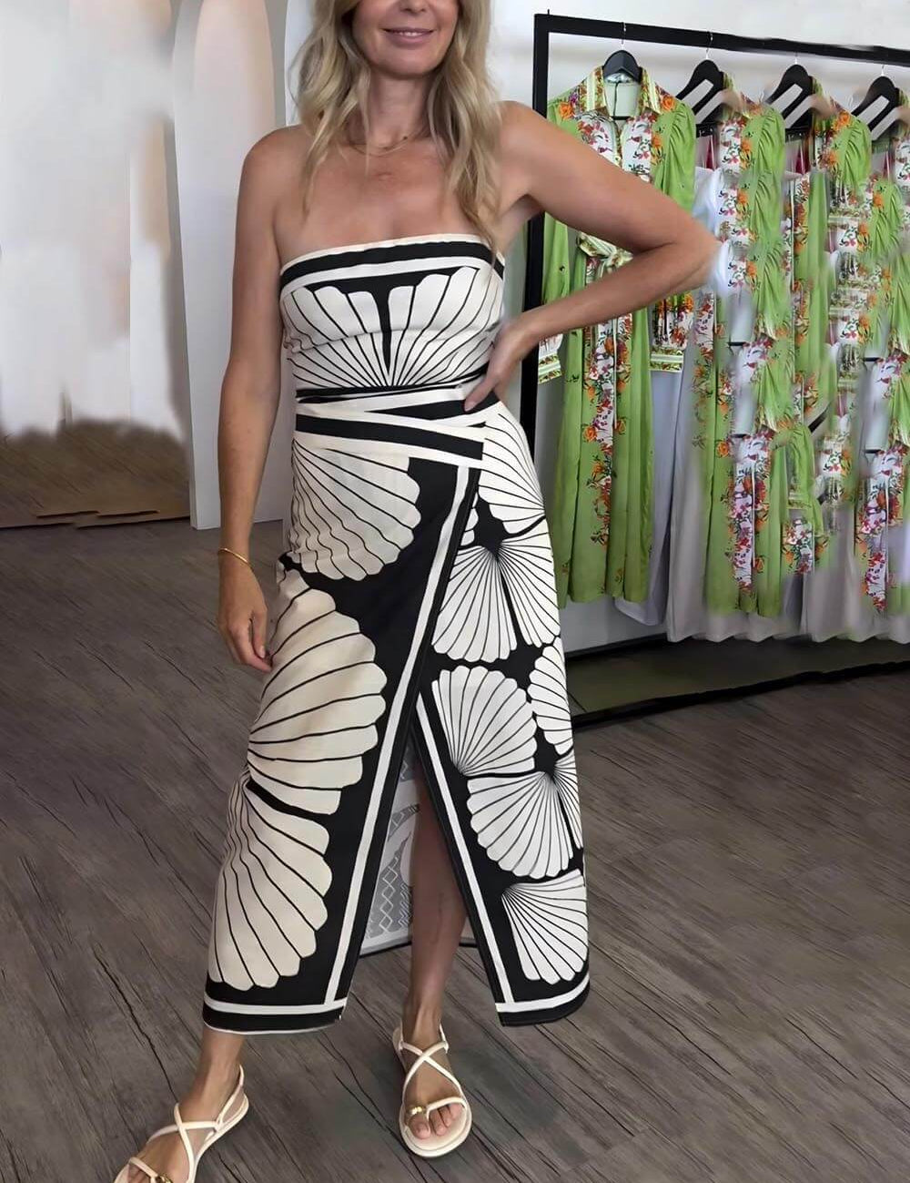Robe mi-longue unique ravissante épaules dénudées