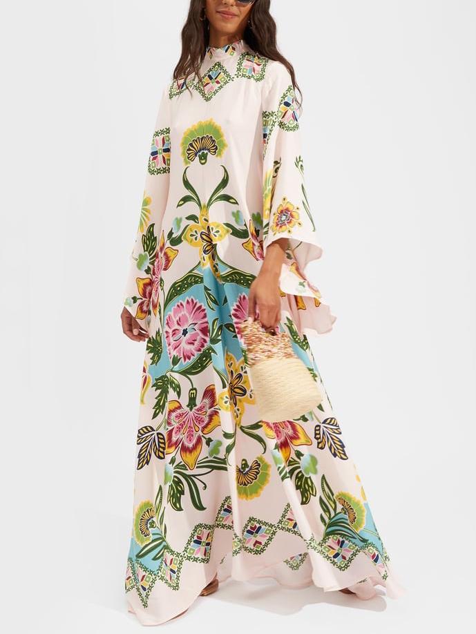 Robe longue raffinée fluide à imprimé floral