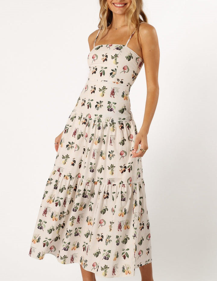 Robe mi-longue Fruit fleurie