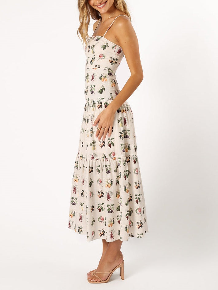 Robe mi-longue Fruit fleurie
