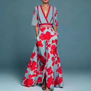 Robe Moreau fleurie col V