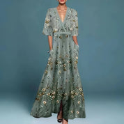 Robe Moreau fleurie col V