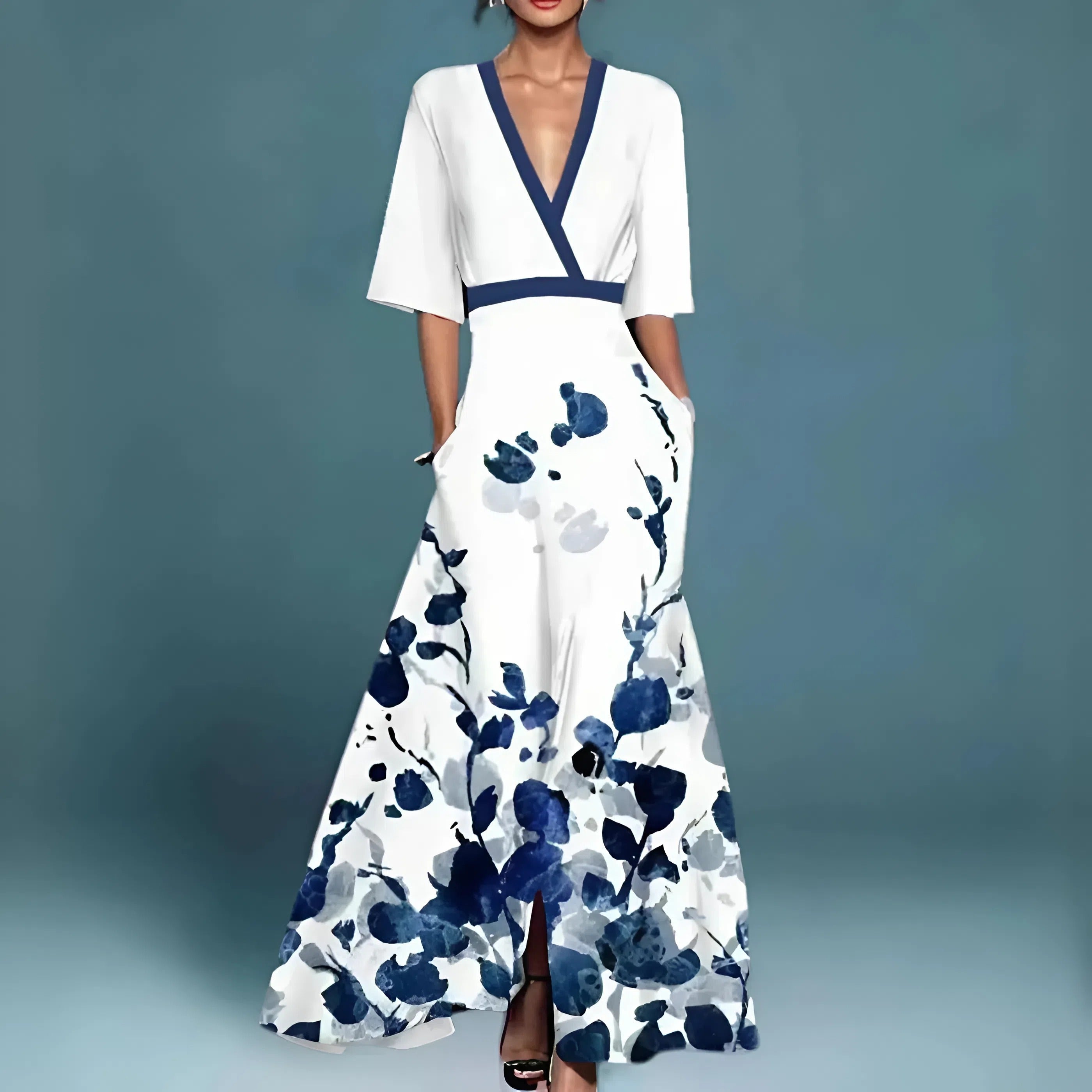 Robe Moreau fleurie col V